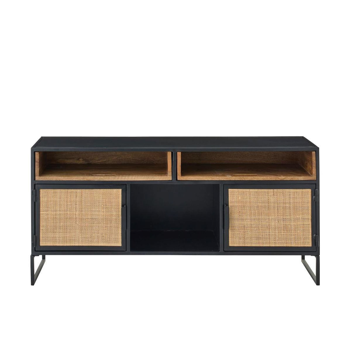 Paris Prix Meuble TV 2 Portes  Rickey  122cm Noir & Naturel