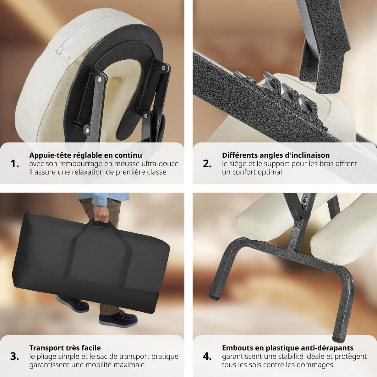 tectake Fauteuil de massage pliable beige