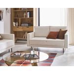 LISA DESIGN Charlie - canapé droit 2 places - en tissu velours relief. Coloris disponibles : Marron, Orange, Beige, Vert, Gris