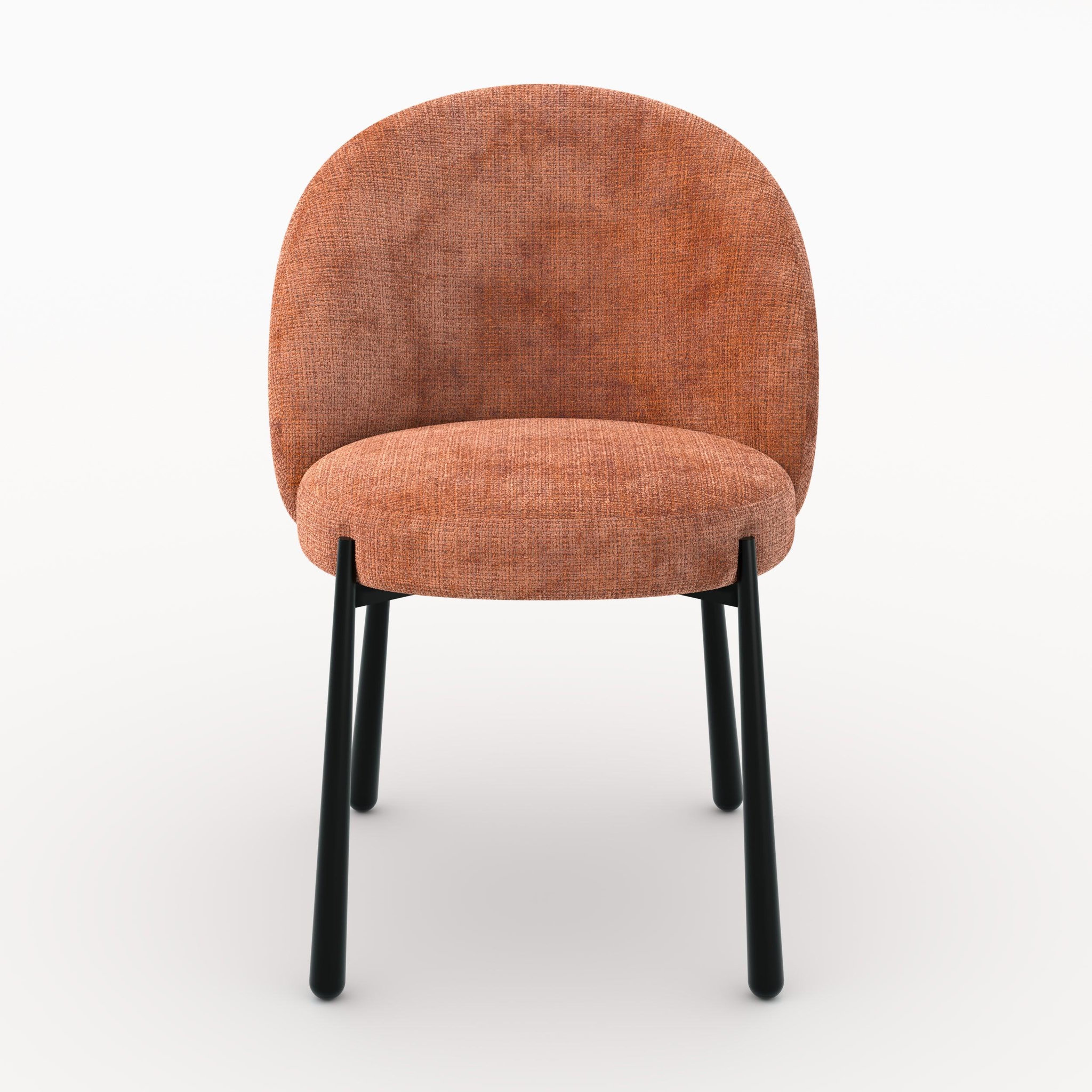 Voir la diapositive 5 : MAISON PAVANE Lot de 2 chaises en velours chenillé terracotta et métal noir-pulpy