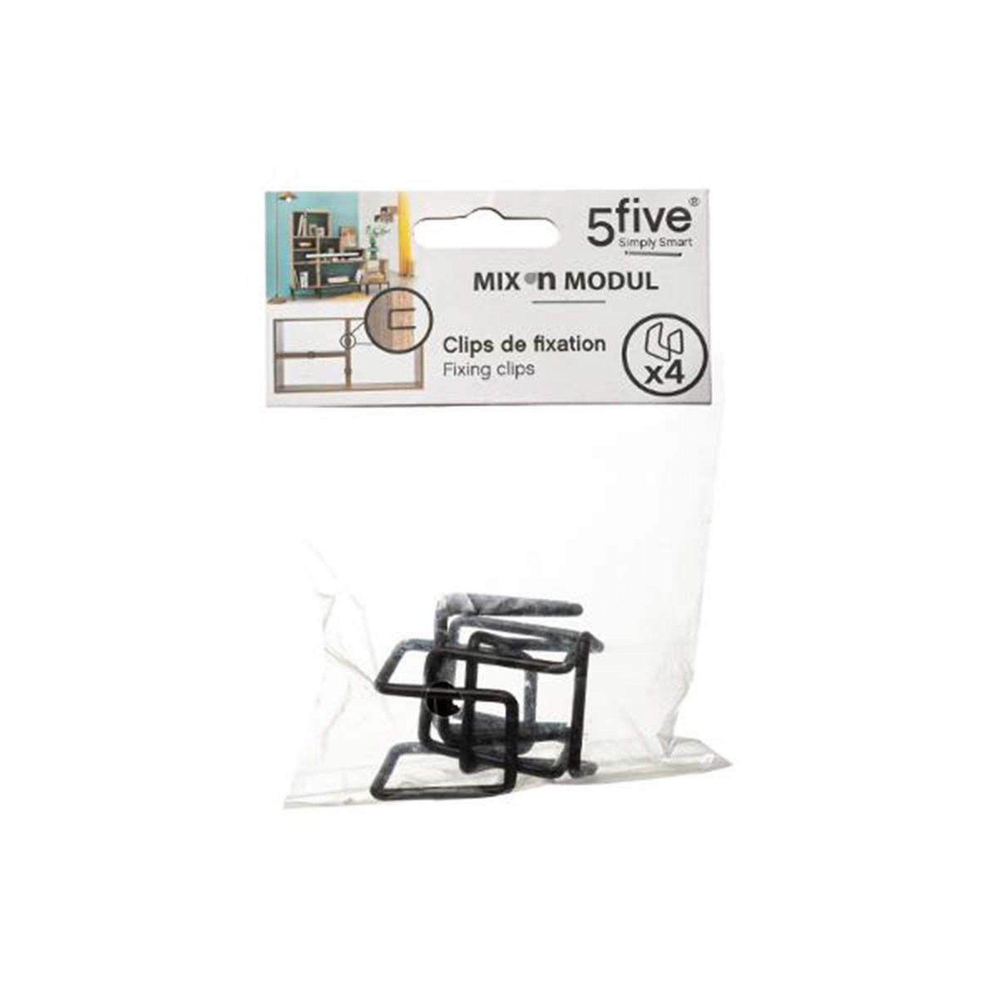 Voir la diapositive 2 : FIVE Lot de 4 Clips de Fixation  Mix n'Modul  3cm Noir
