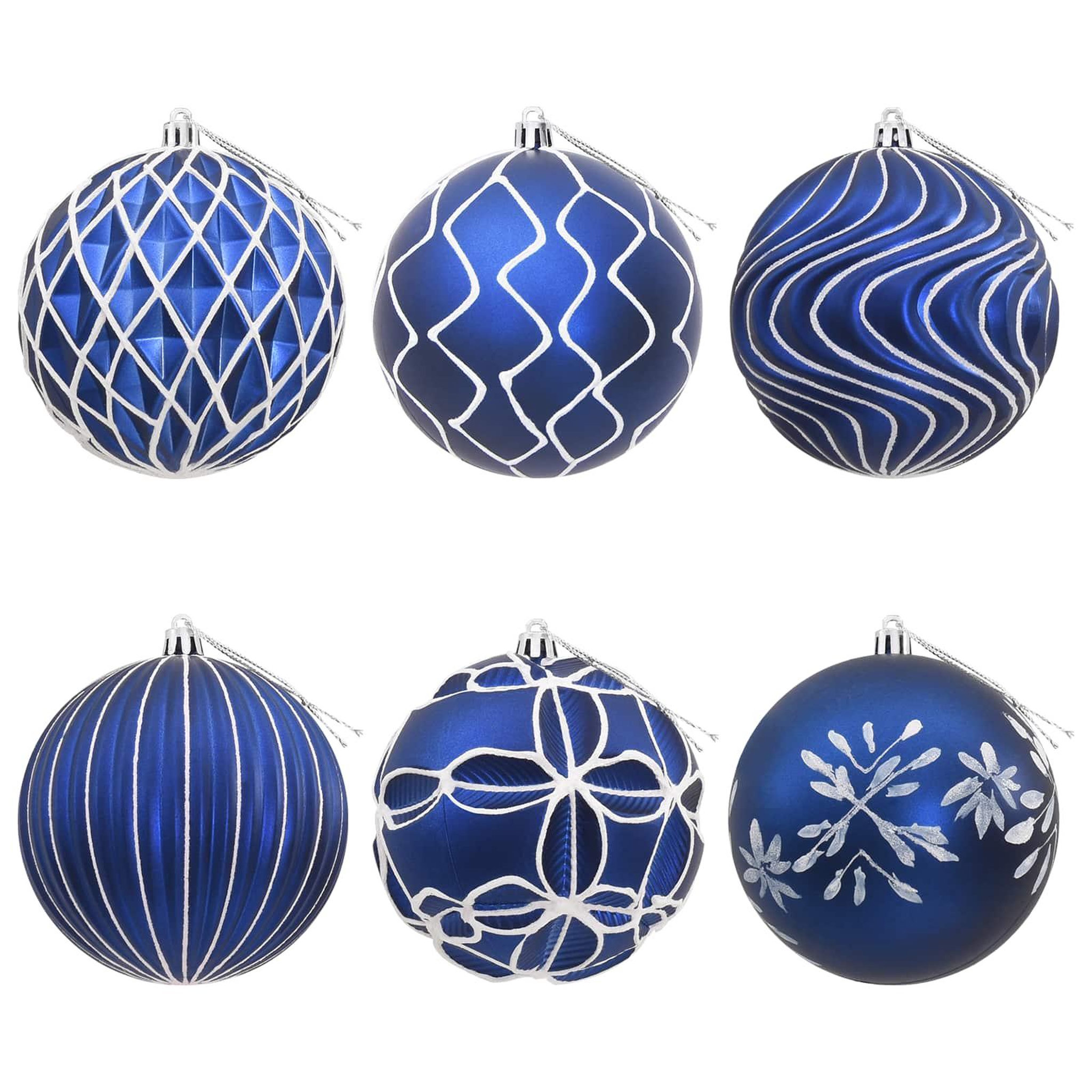 Voir la diapositive 5 : VIDAXL Ensemble de boules de Noël XL 12 pc Bleu et Blanc Diam. 10 cm