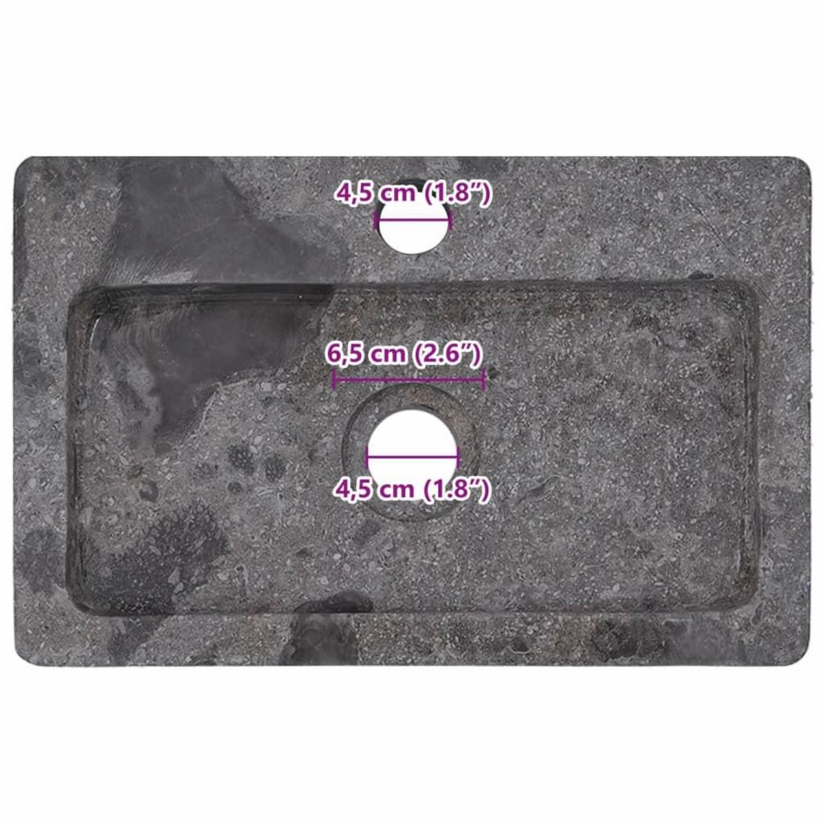 VIDAXL Lavabo mural gris 38x24x6,5 cm marbre