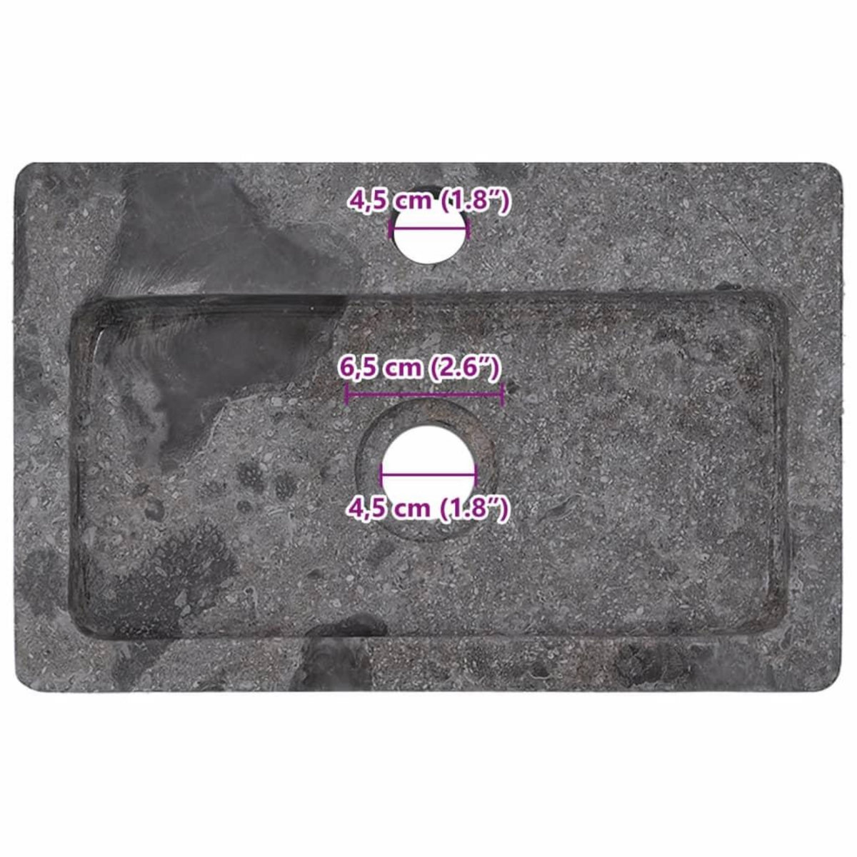 VIDAXL Lavabo mural gris 38x24x6,5 cm marbre