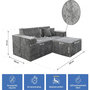 Voir la diapositive 3 : Habitat et Jardin Canapé droit modulable avec ottoman en tissu texturé  Lusso  - 3 places - Gris