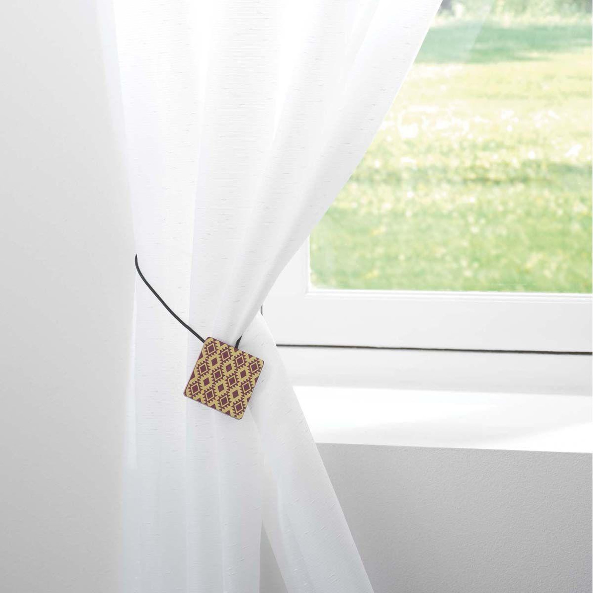 Voir la diapositive 2 : Douceur d'Intérieur Embrasse de rideau aimantée  arlequin  43cm bordeaux