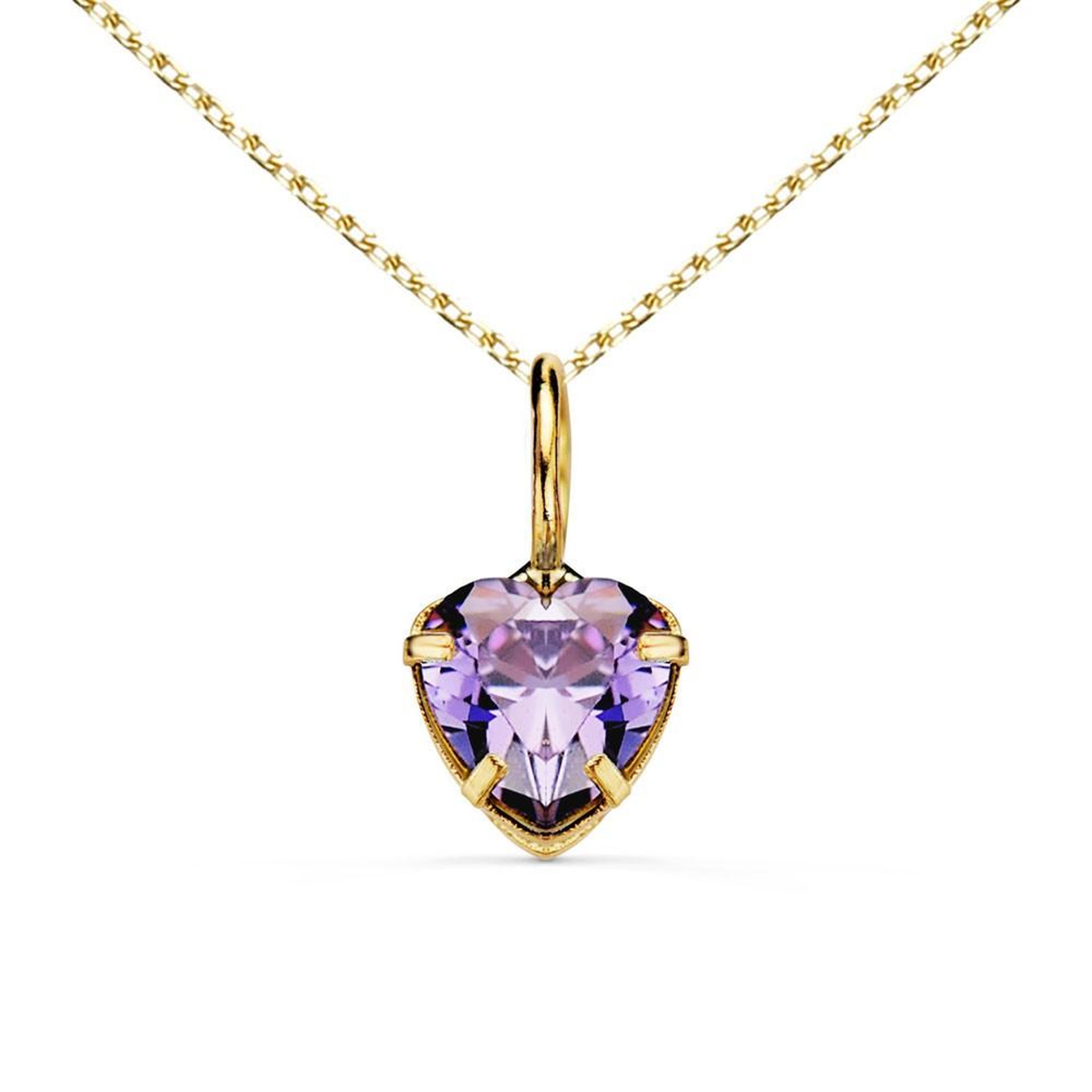 L'ATELIER D'AZUR Collier - Pendentif Or Jaune 18 Carats 750/000 - Zirconium Améthyste - Chaine Dorée