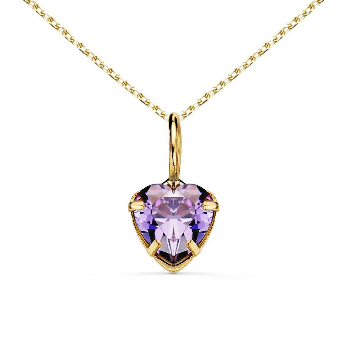 L'ATELIER D'AZUR Collier - Pendentif Or Jaune 18 Carats 750/000 - Zirconium Améthyste - Chaine Dorée