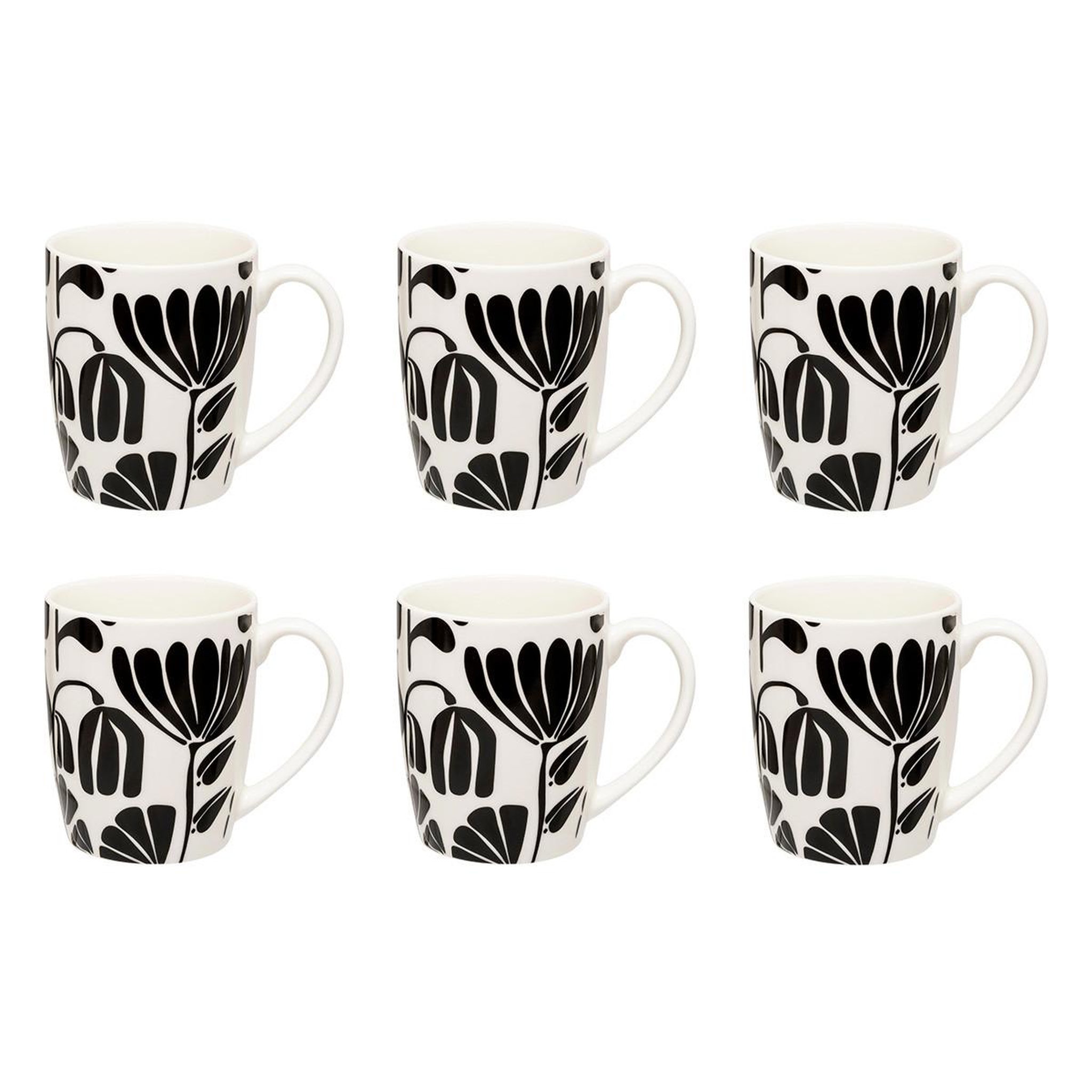 SECRET DE GOURMET Lot de 6 mugs  twisted lime  37cl noir & blanc