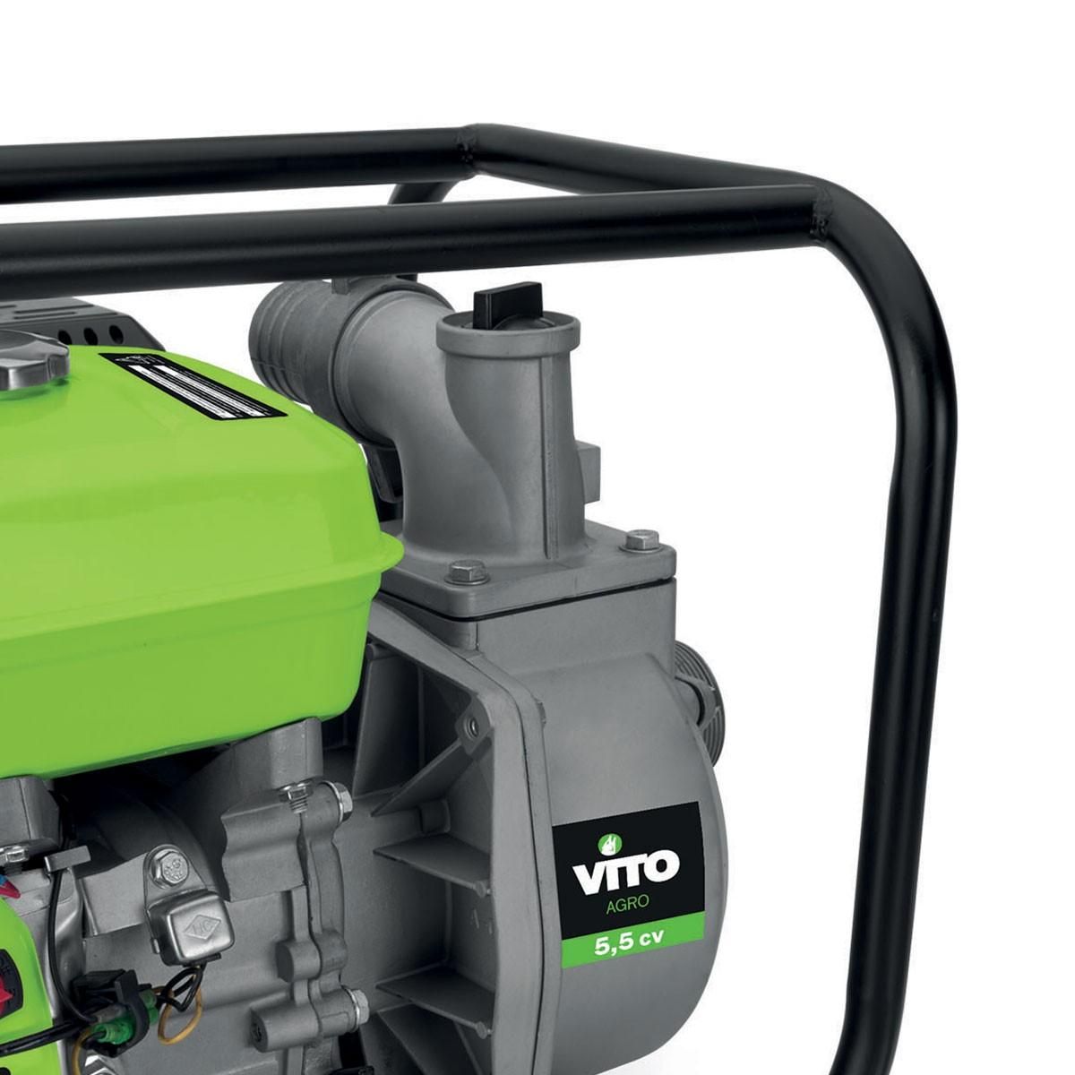 VITO Motopompe essence 5.5 CV 163 cm³ Autonomie 3h Débit max 30m³/h Tuyaux : 2  / 50 mm VITO