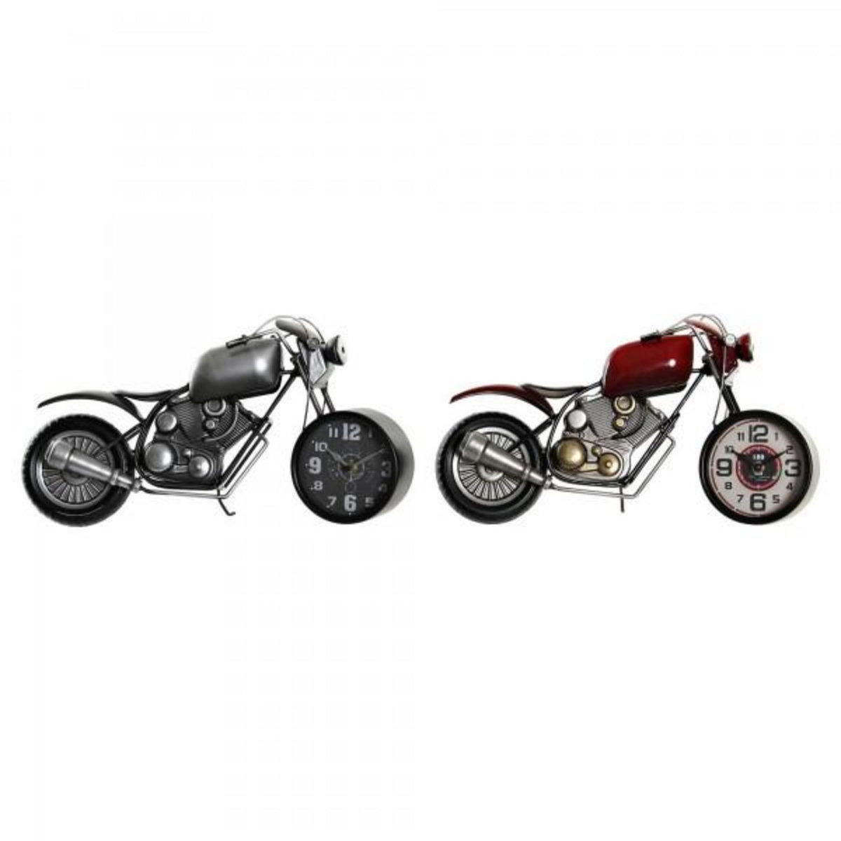 AAAAA Horloge de table DKD Home Decor Motocyclette 44 x 13,5 x 23 cm Rouge Gris Moto Fer Vintage (2 Unités)