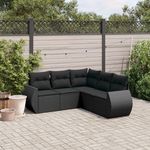 VIDAXL Salon de jardin 5 pcs avec coussins noir resine tressee