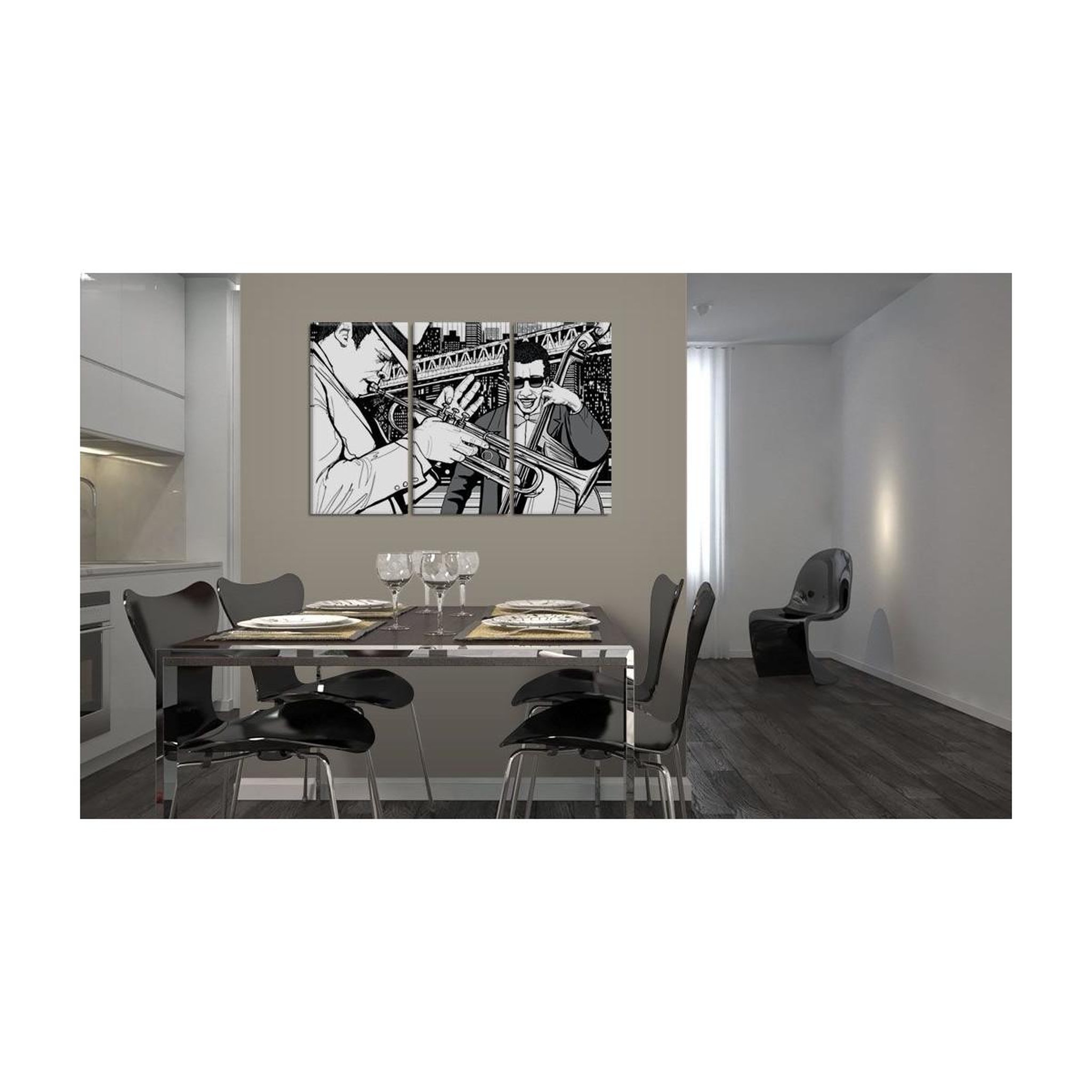 Voir la diapositive 2 : Paris Prix Tableau  concert de jazz sur fond de grattes-ciel de new york