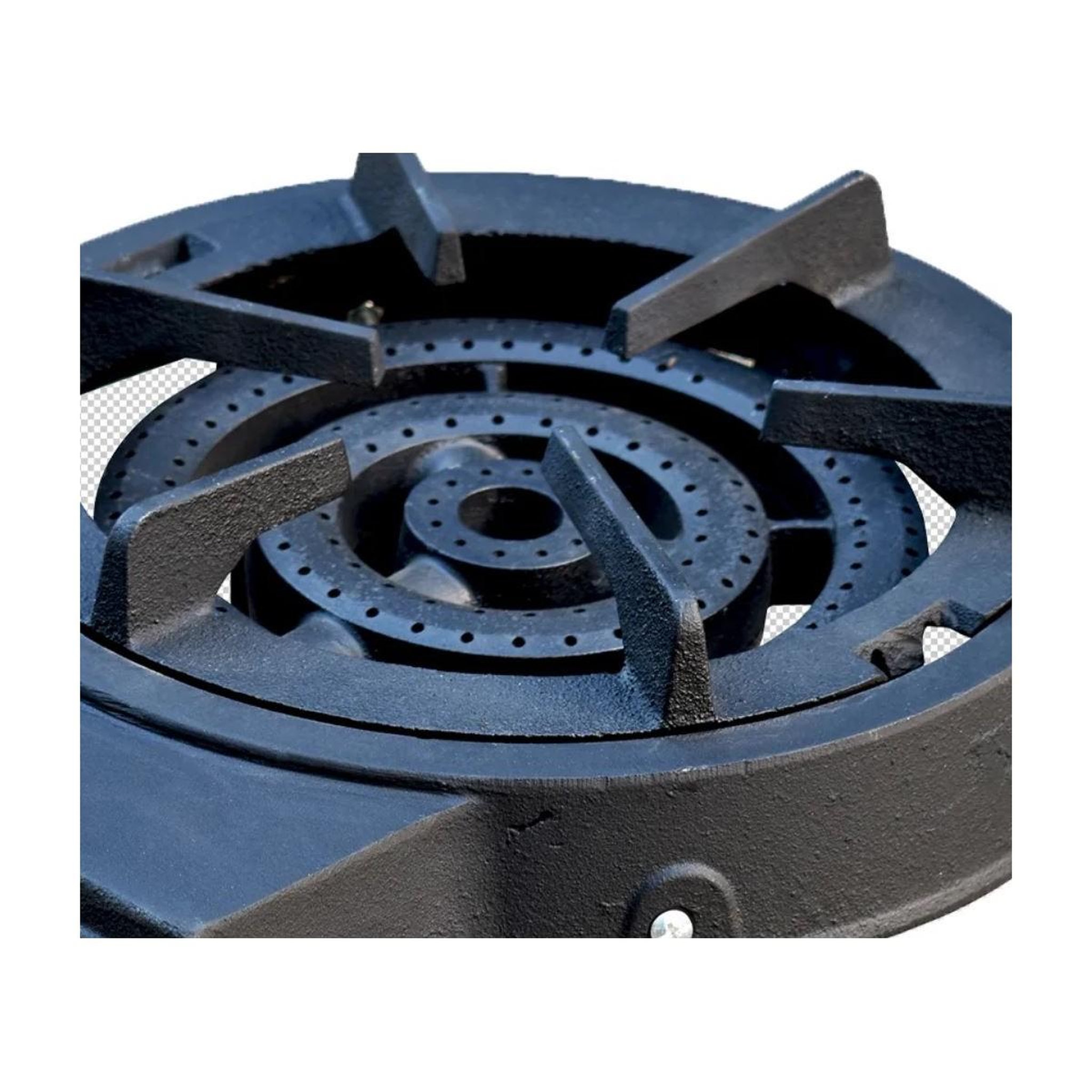 Voir la diapositive 2 : KZ GARDEN Réchaud à Gaz Traiteur 4 pieds 8,6KW 3 Bruleurs Gaz Butane ou Propane Fonte véritable KZ Garden