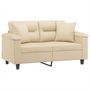 Voir la diapositive 3 : VIDAXL Canape 2 places avec oreillers creme 120 cm tissu microfibre