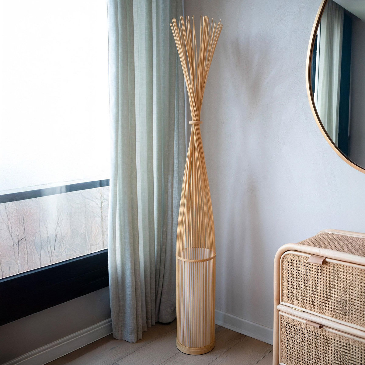 Rendez vous déco Lampadaire en bambou naturel 1m70-Huron