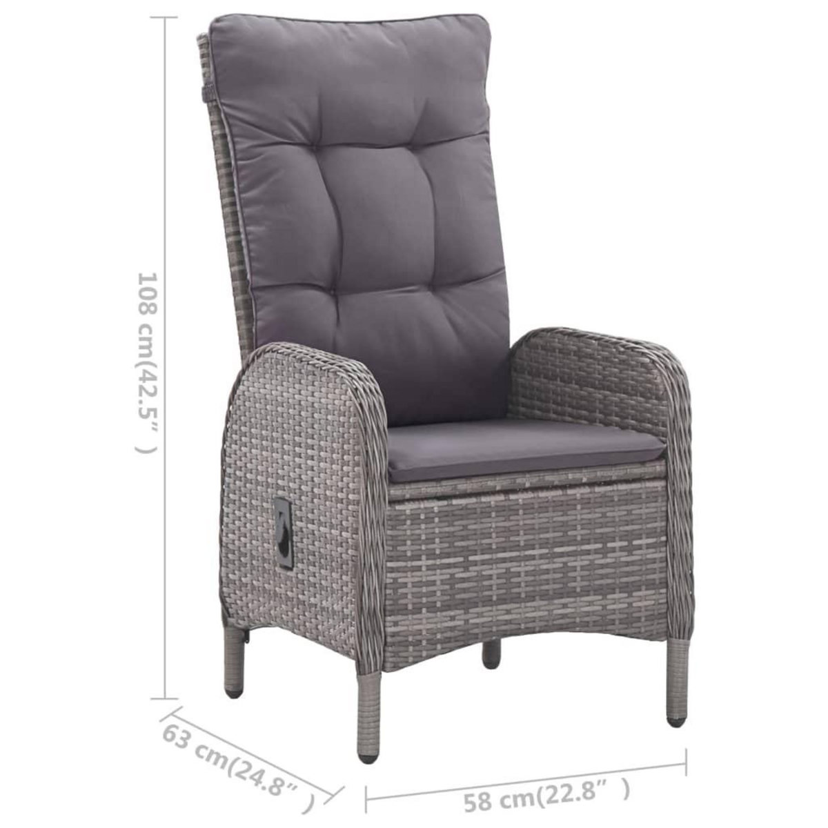 VIDAXL Ensemble a manger de jardin 5 pcs Gris