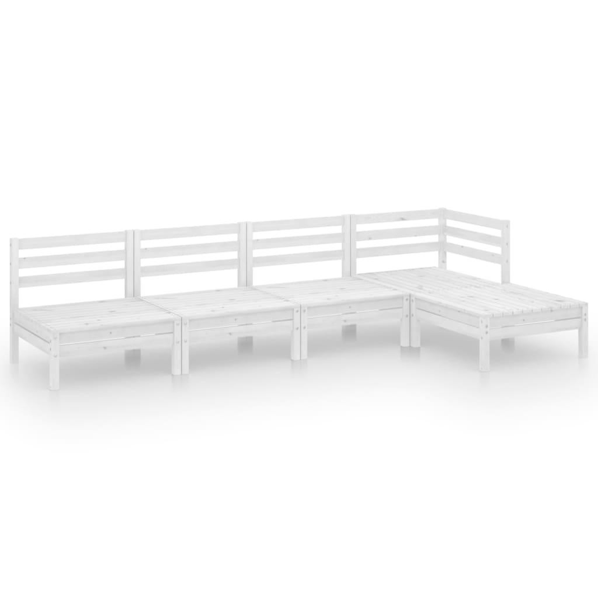 Voir la diapositive 2 : VIDAXL Salon de jardin 5 pcs Bois de pin massif Blanc