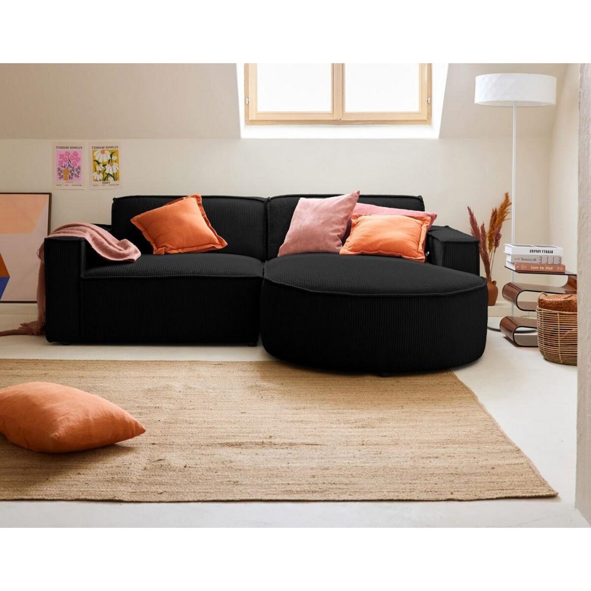 LISA DESIGN Spiaggia - canapé d'angle droit - 4 places - en velours côtelé