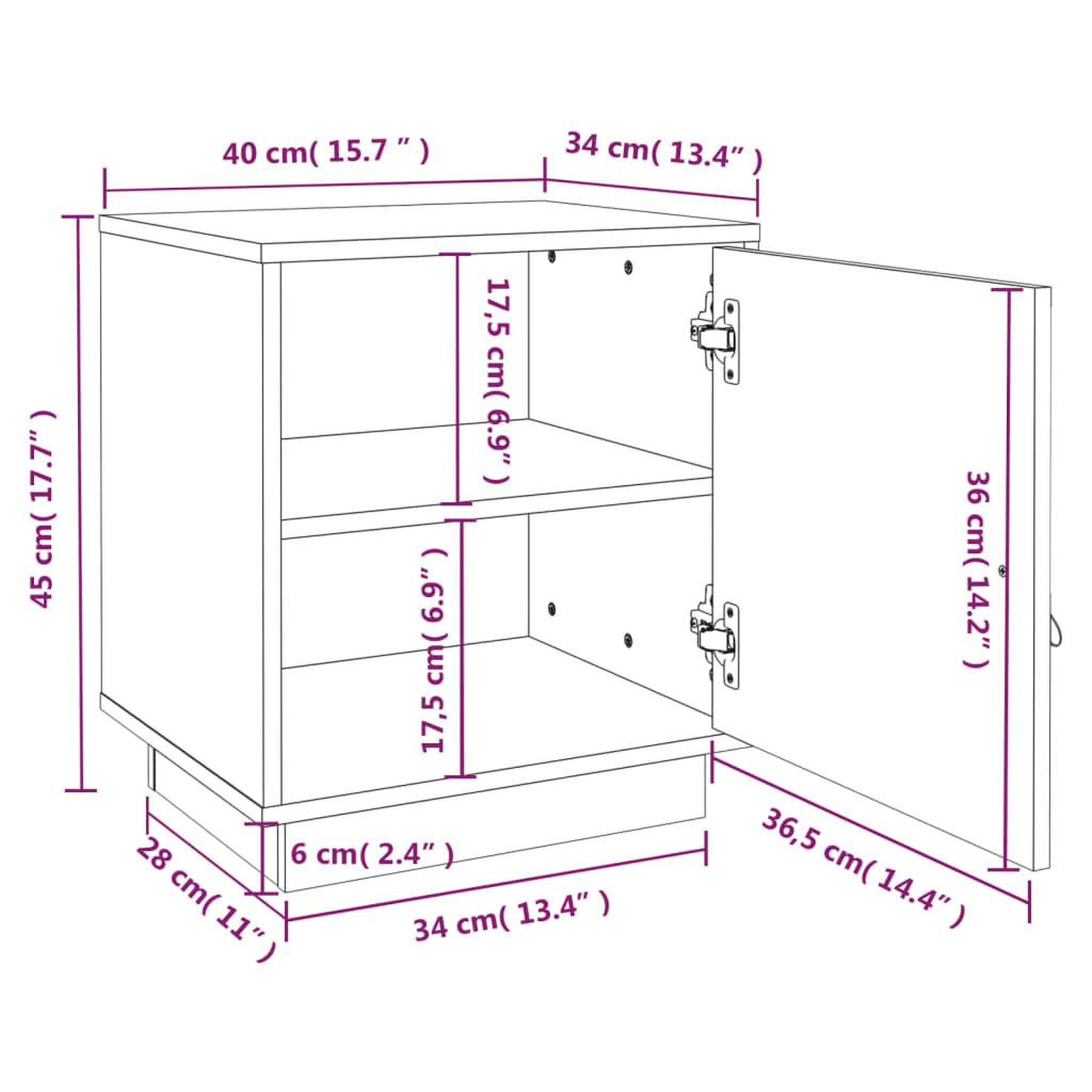 Voir la diapositive 6 : VIDAXL Tables de chevet 2pcs Marron miel 40x34x45cm Bois de pin massif