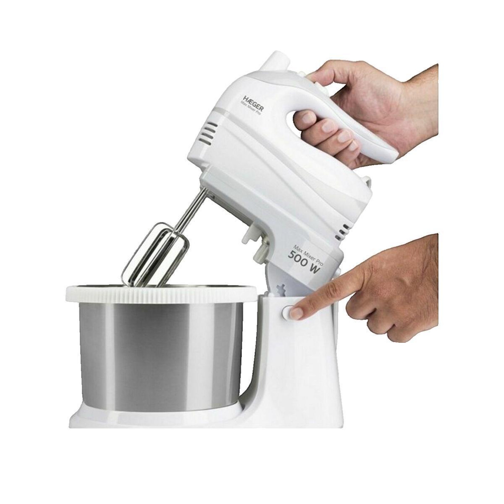 Voir la diapositive 2 : HAGER Batidora-Amasadora Haeger 5608475009471 bol en acier inoxydable 2 litres blanc