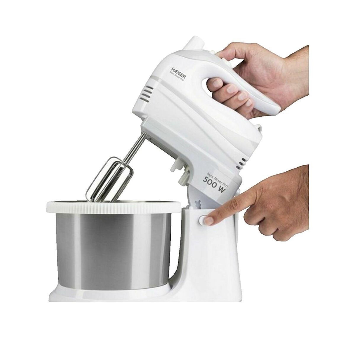 HAGER Batidora-Amasadora Haeger 5608475009471 bol en acier inoxydable 2 litres blanc