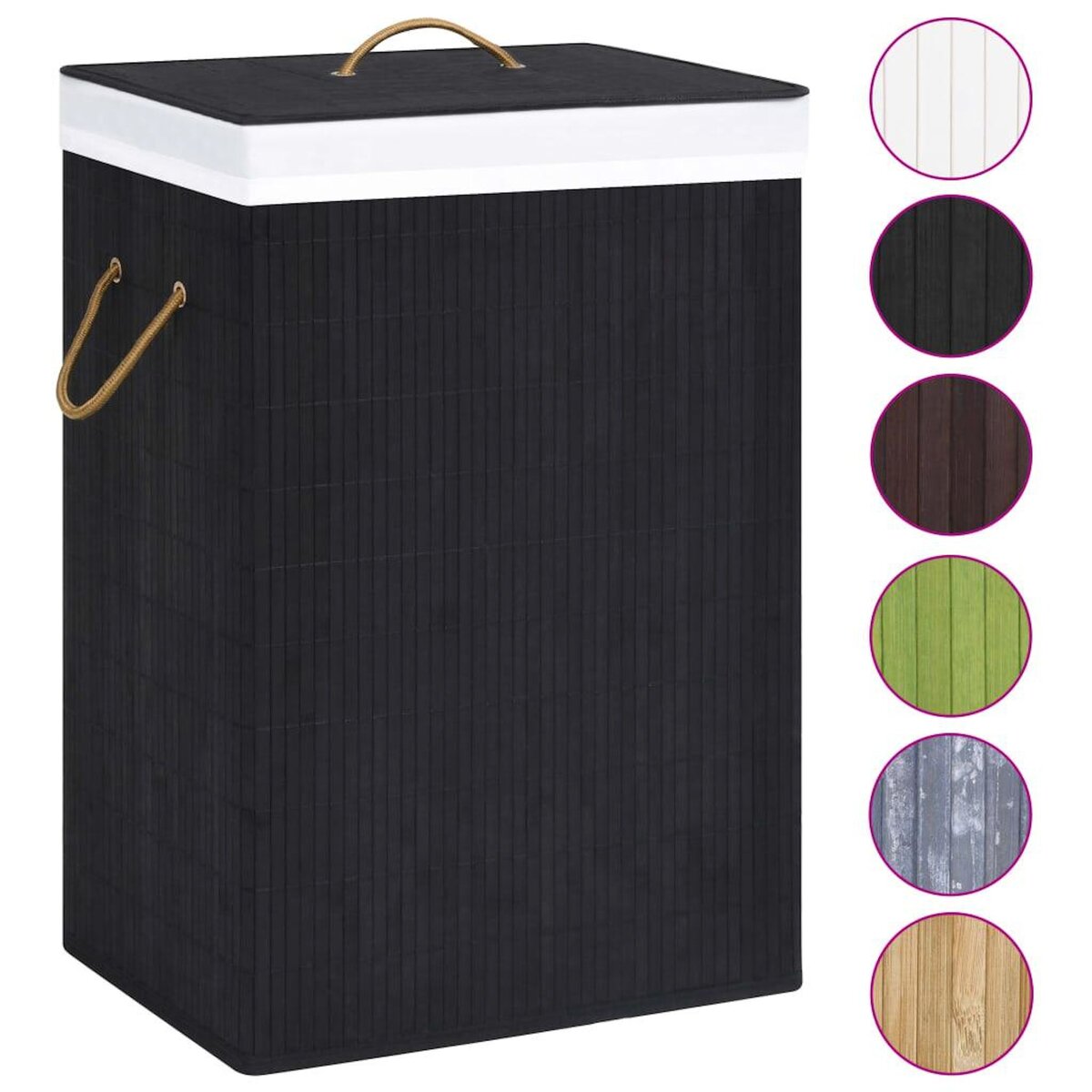 VIDAXL Panier a linge avec 2 sections bambou noir 72 L