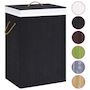 Voir la diapositive 2 : VIDAXL Panier a linge avec 2 sections bambou noir 72 L