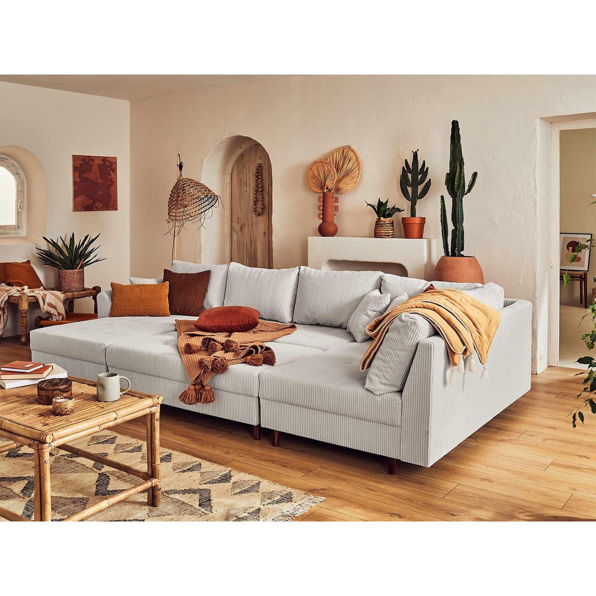 LISA DESIGN Rune - pouf modulable - en velours côtelé