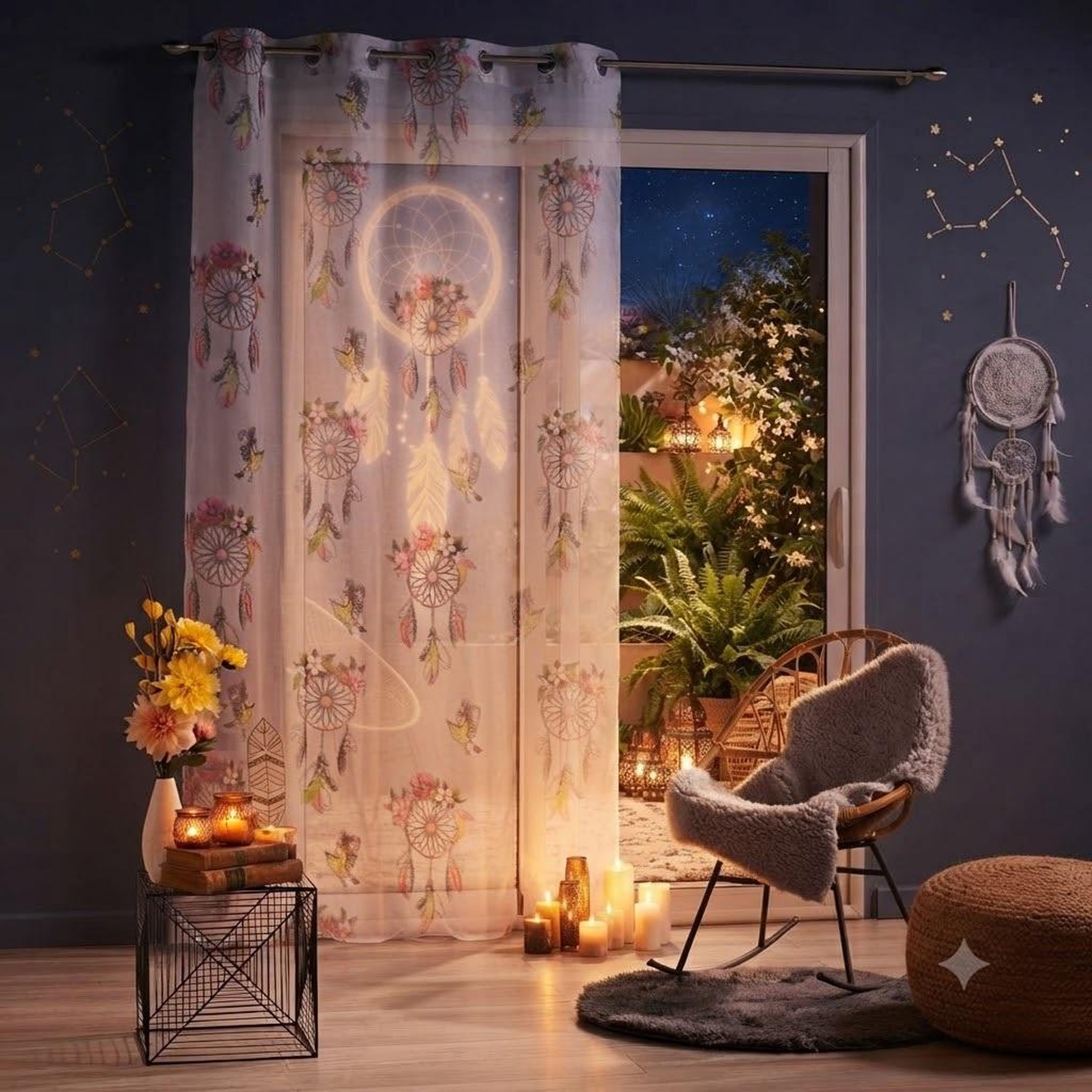 Voir la diapositive 4 : Eden Panneau a oeillets voile attrape-reves boheme