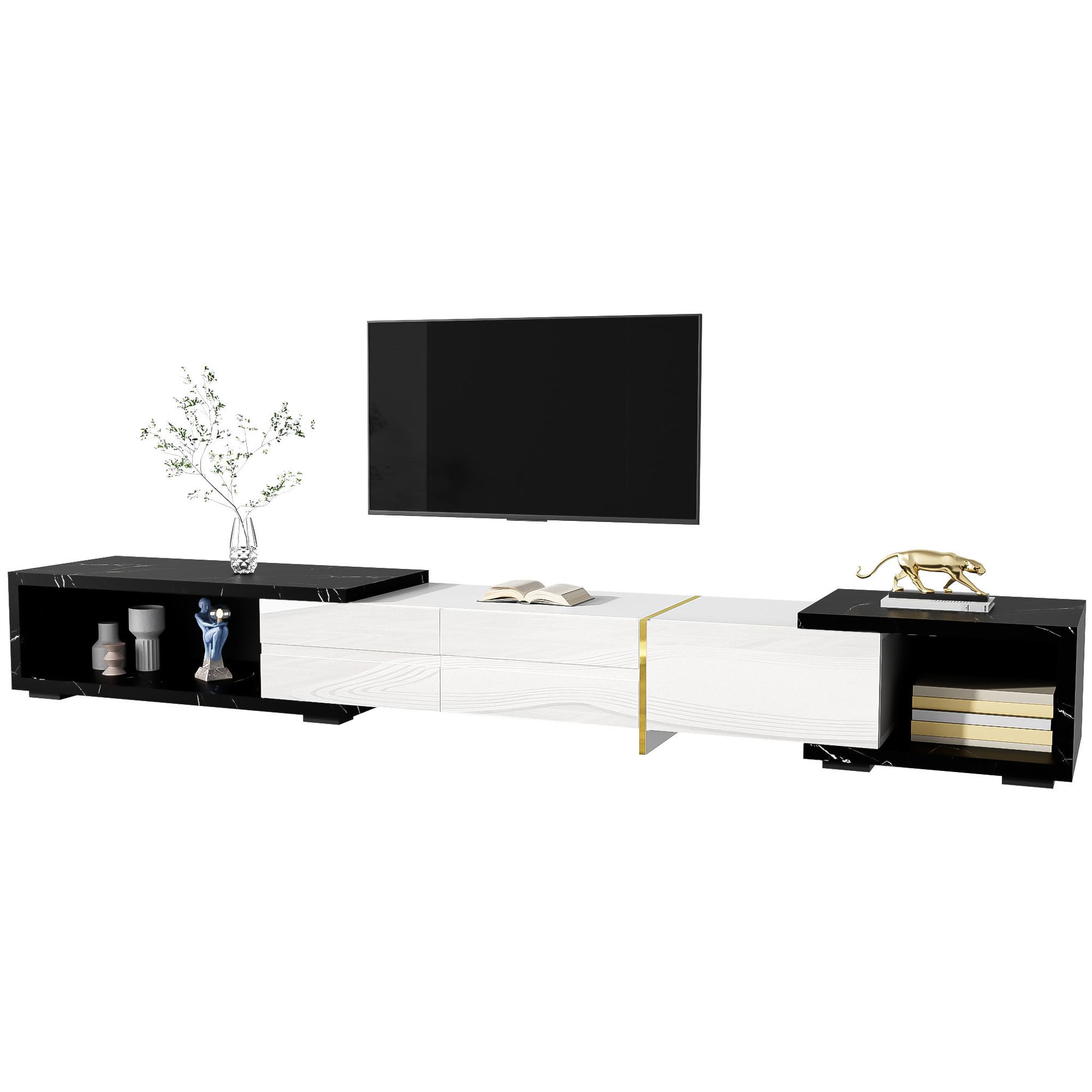 MERAX Meuble tv. Coloris disponibles : Noir, Blanc