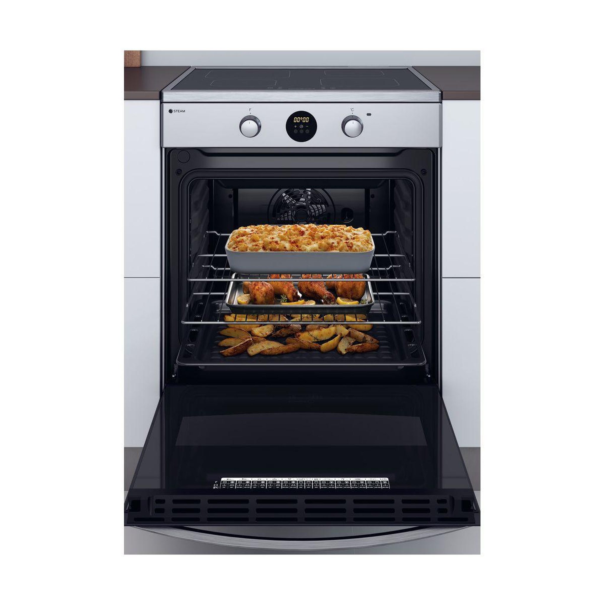 Voir la diapositive 4 : Indesit Cuisinière induction IS67IQ8CCX/FR Steam
