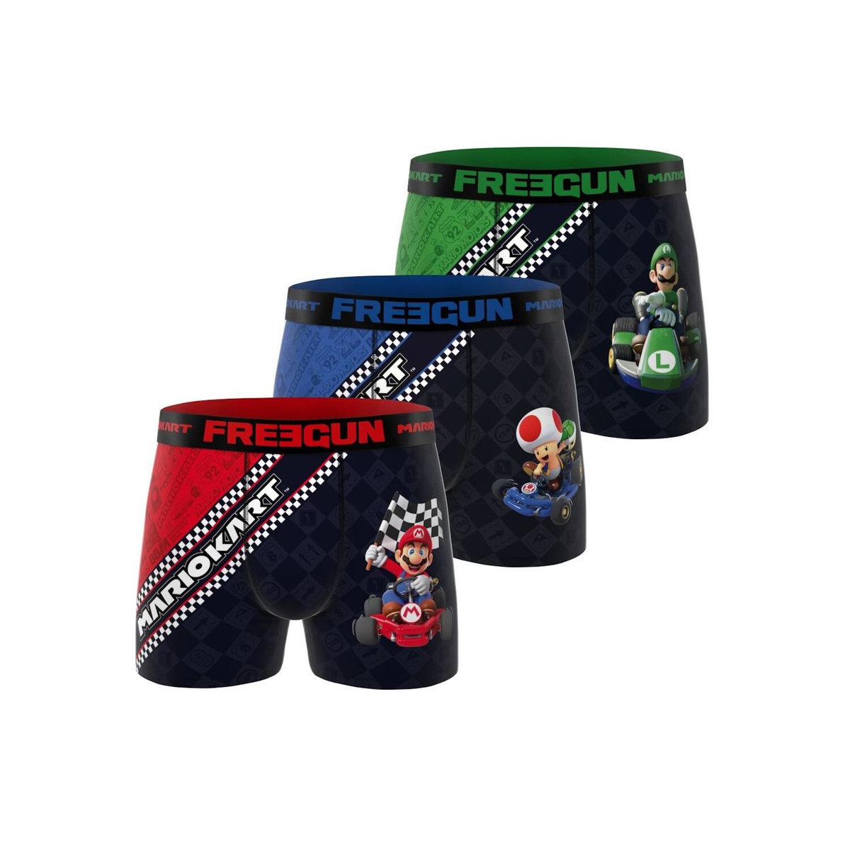 FREEGUN Lot de 3 boxers homme Mario Kart