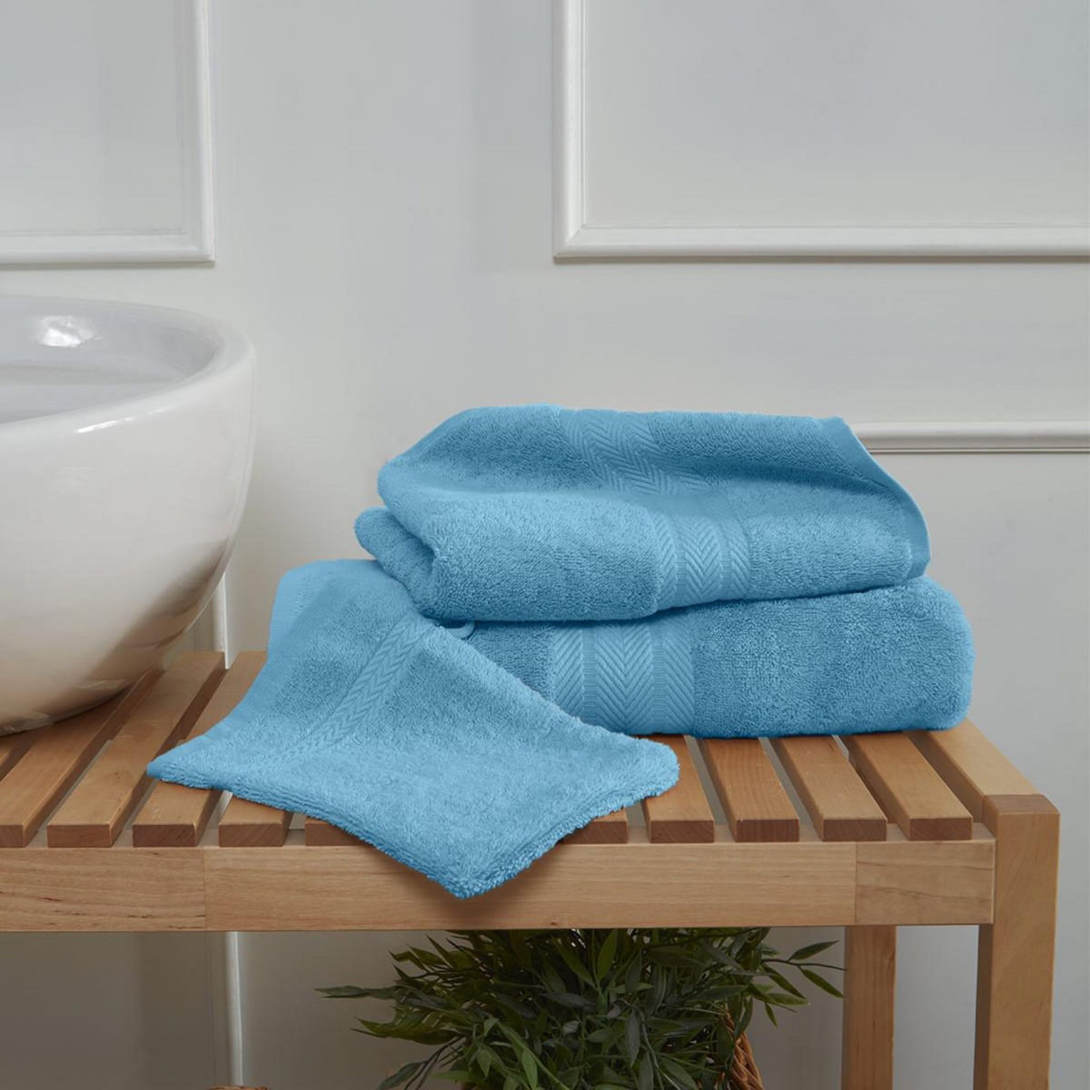 Sensei Maison Ensemble de bain 3 pièces (1 drap de bain + 1 serviette de toilette + 1 gant) LUXURY