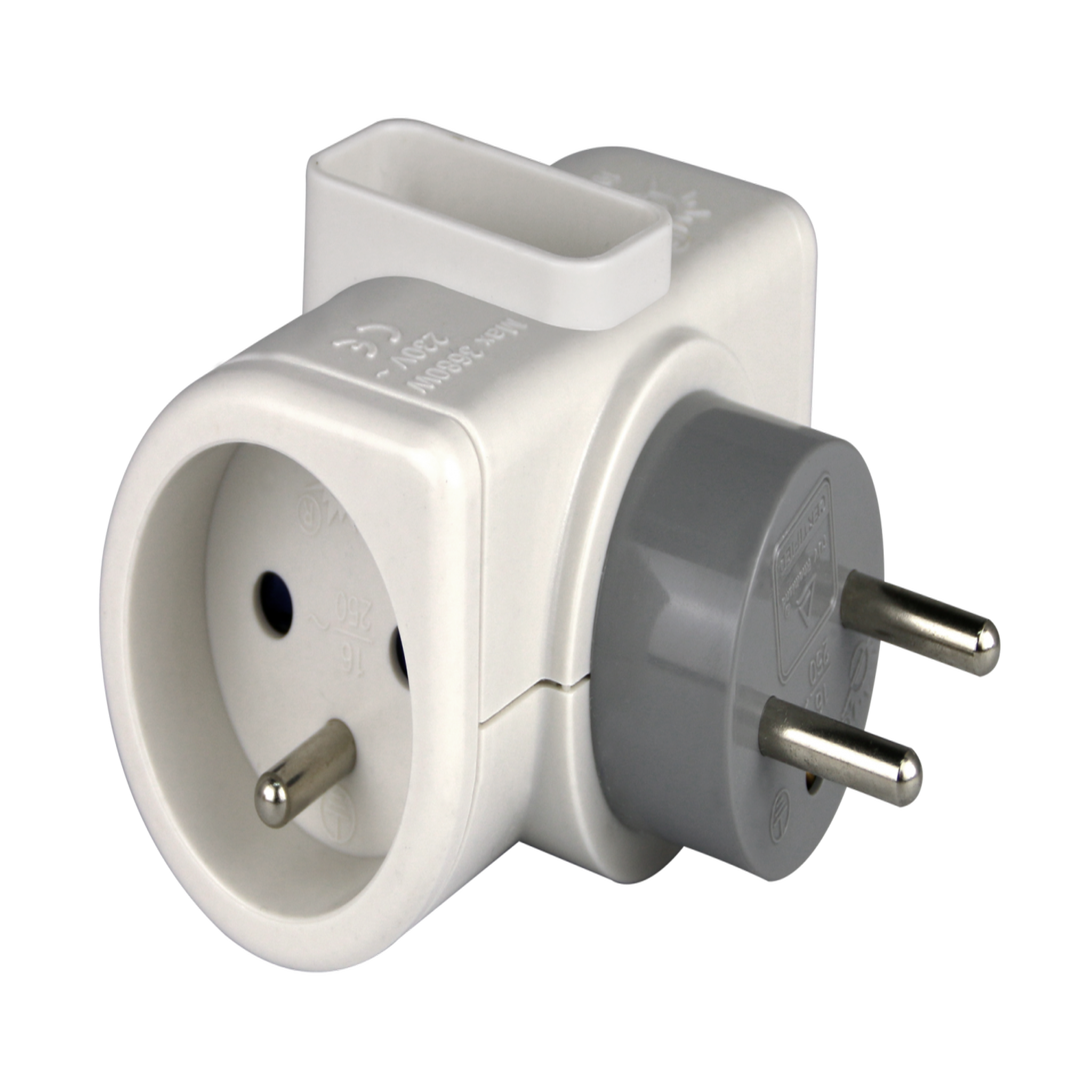 ZENITECH Multiprise sans câble avec prise rotative, 3 prises blanc ZENITECH