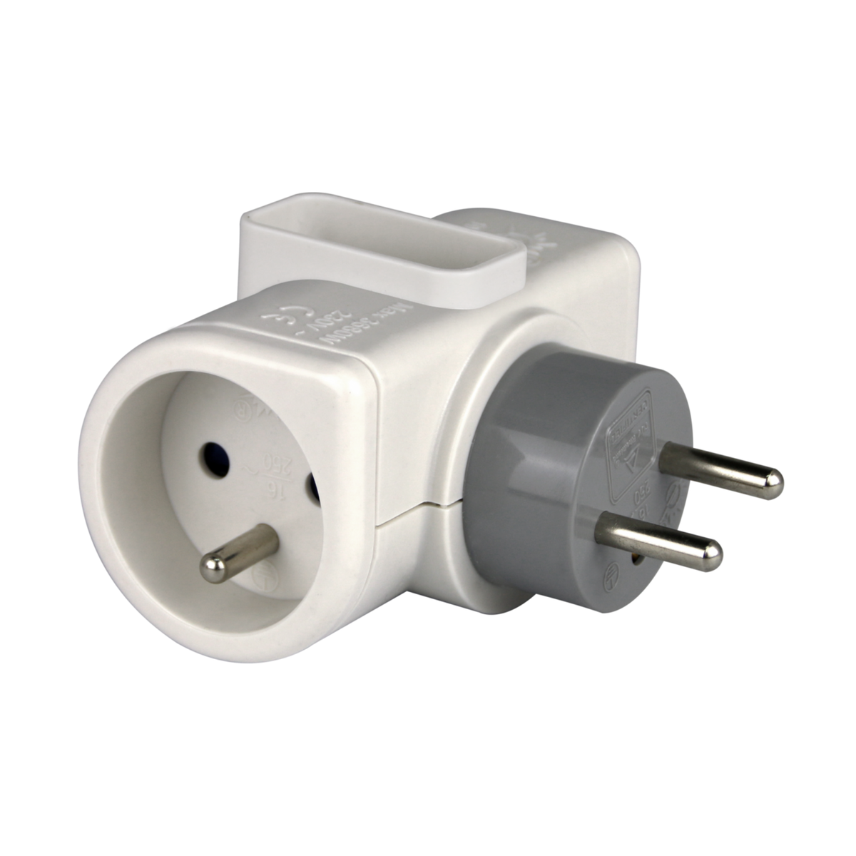 ZENITECH Multiprise sans câble avec prise rotative, 3 prises blanc ZENITECH