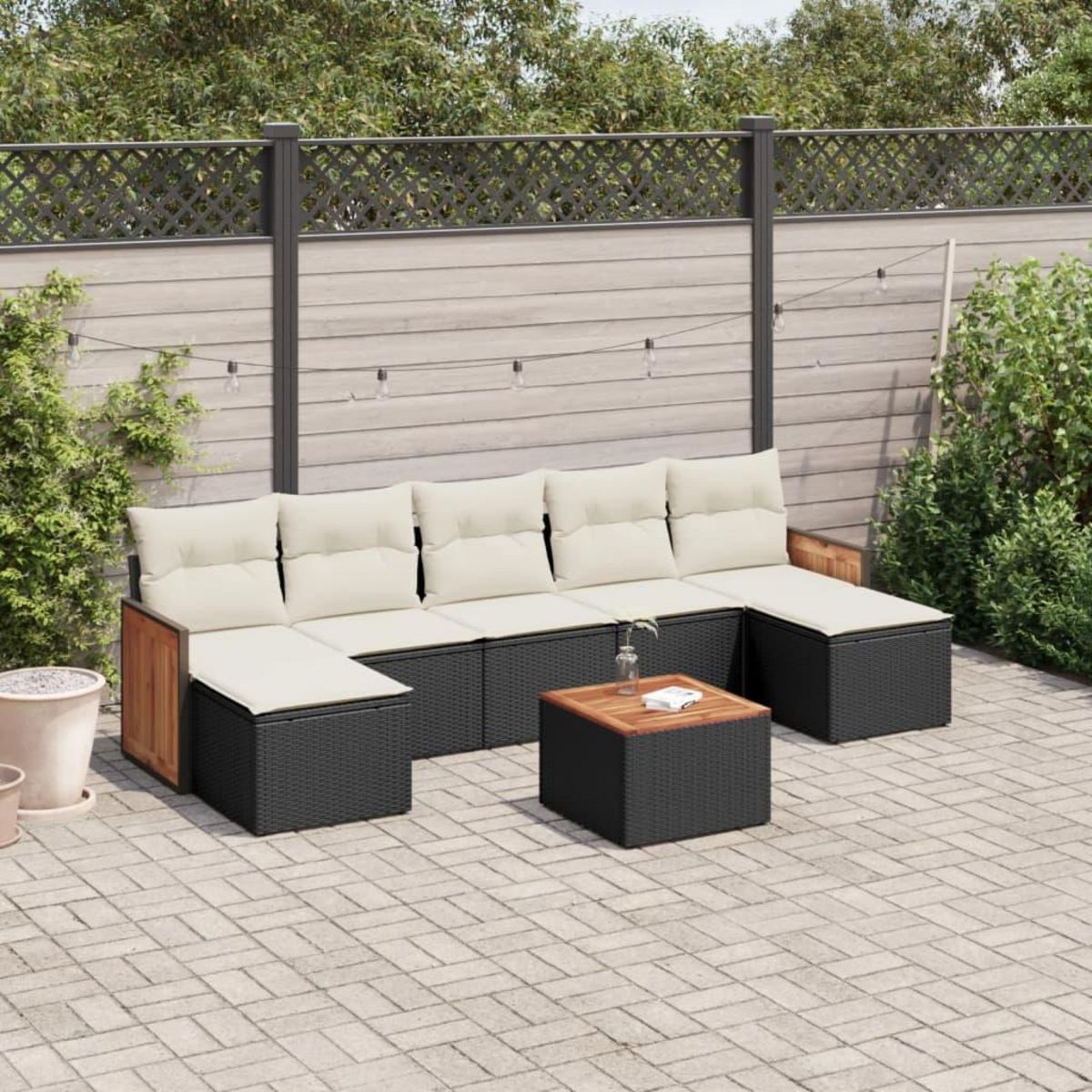 VIDAXL Salon de jardin 8 pcs avec coussins noir resine tressee