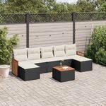 VIDAXL Salon de jardin 8 pcs avec coussins noir resine tressee
