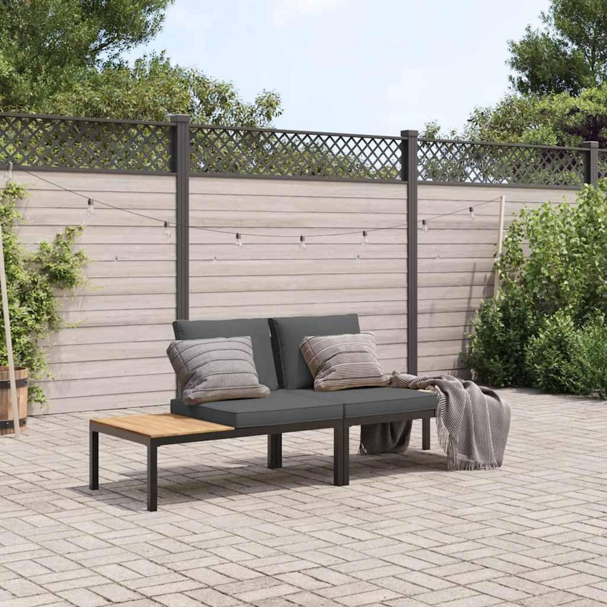 VIDAXL Salon de jardin 2 pcs avec coussins noir aluminium