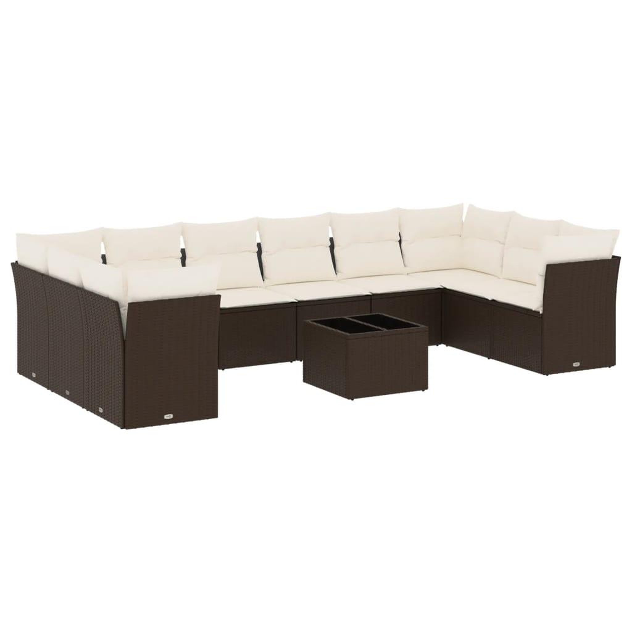 Voir la diapositive 2 : VIDAXL Salon de jardin et coussins 11 pcs marron resine tressee