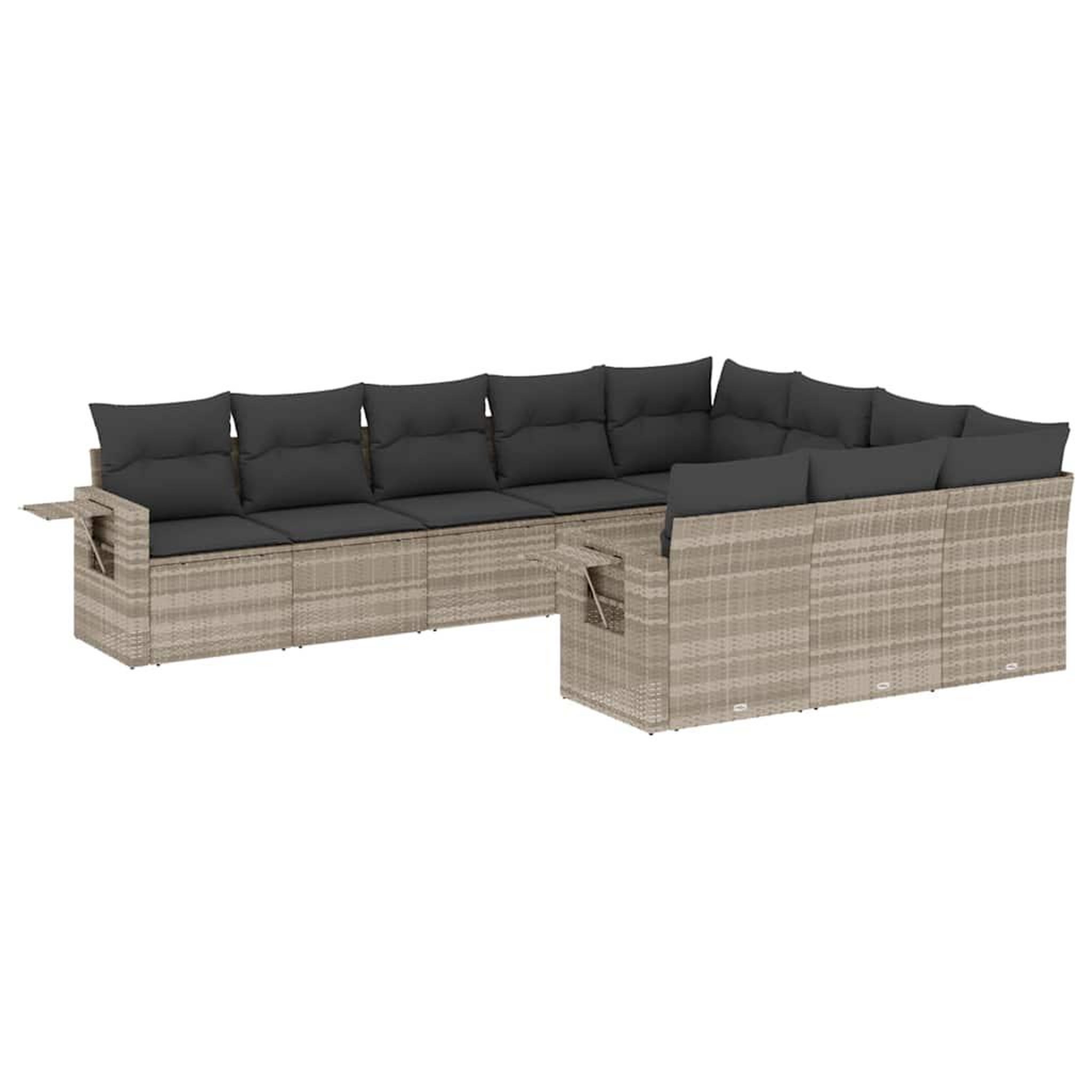 Voir la diapositive 2 : VIDAXL Salon de jardin avec coussins 10 pcs gris clair resine tressee