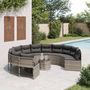 Voir la diapositive 1 : VIDAXL Canape de jardin avec table coussins rond gris resine tressee