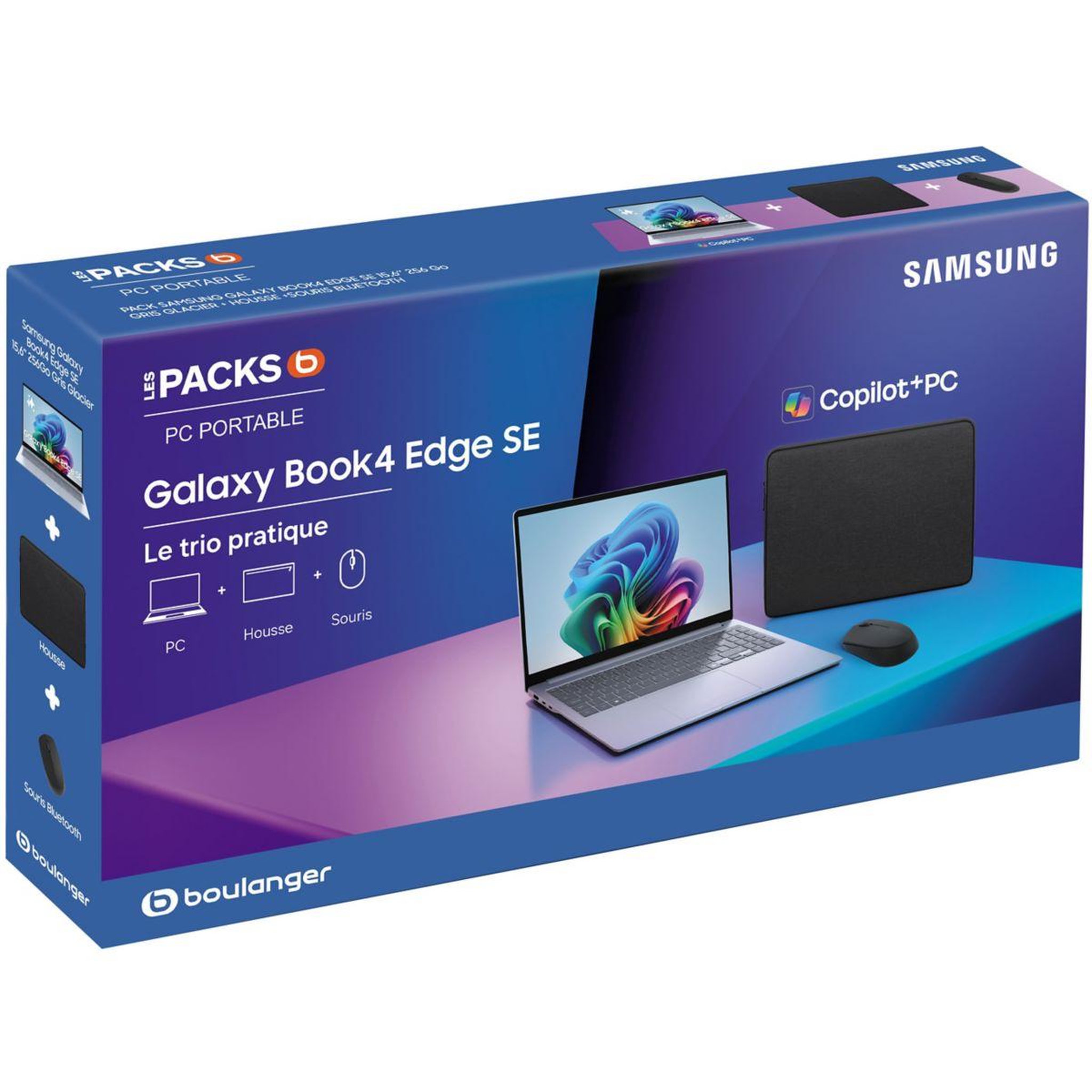 Voir la diapositive 2 : Samsung Ordinateur portable gb4 edge se 15.6' 15,6  snapdragon x 16 go ram lpddr5x ssd 256 go (souris incluse)