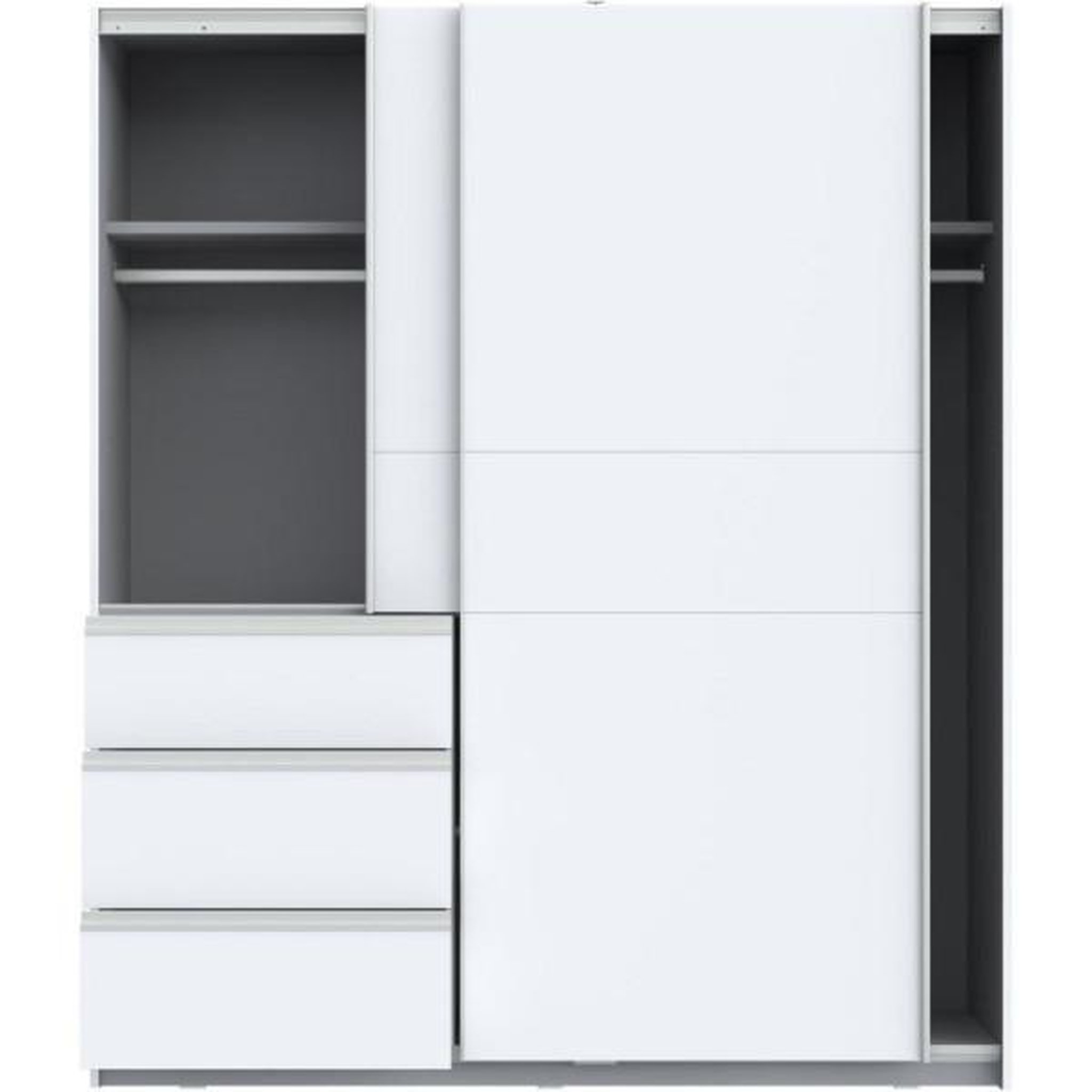 Voir la diapositive 4 : MARKET24 Armoire - 2 portes coulissantes 3 tiroirs - Décor Blanc - L170 x P61 x H200 cm - WINN 2