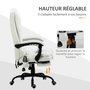 Voir la diapositive 6 : VINSETTO Vinsetto Fauteuil de bureau direction massant hauteur réglable dossier inclinable repose-pied + coussin lombaires intégrés revêtement synthétique blanc