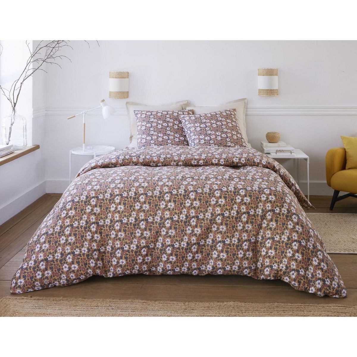 BATON ROUGE Parure housse de couette 100% gaze de coton imprimé verone