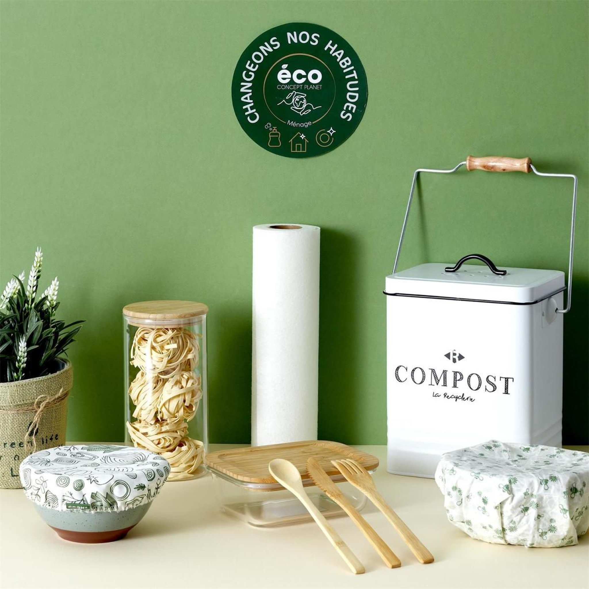 Voir la diapositive 3 : COOK CONCEPT Lunch box verre & bambou  repas  1,4l transparent