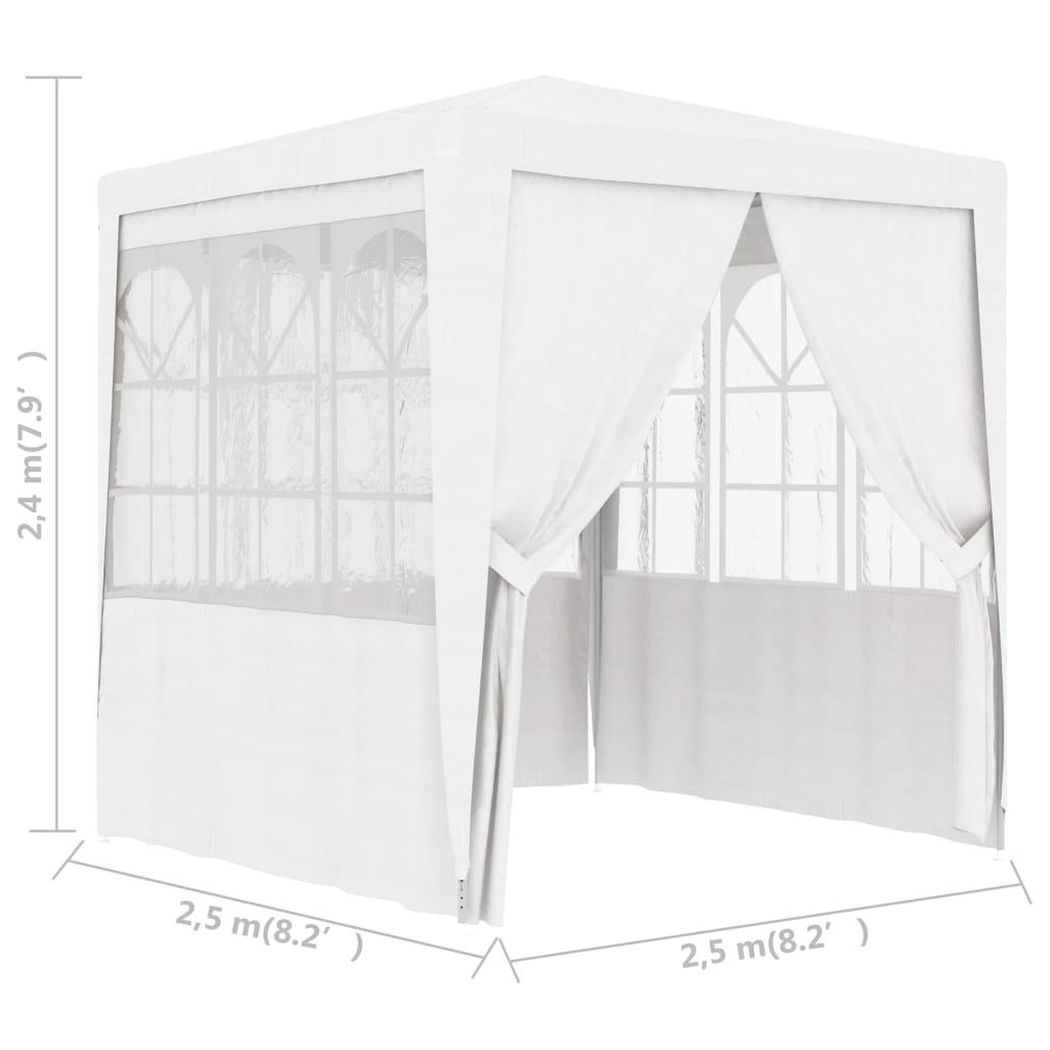 Voir la diapositive 6 : VIDAXL Tente de reception avec parois laterales 2,5x2,5m Blanc 90 g/m^2