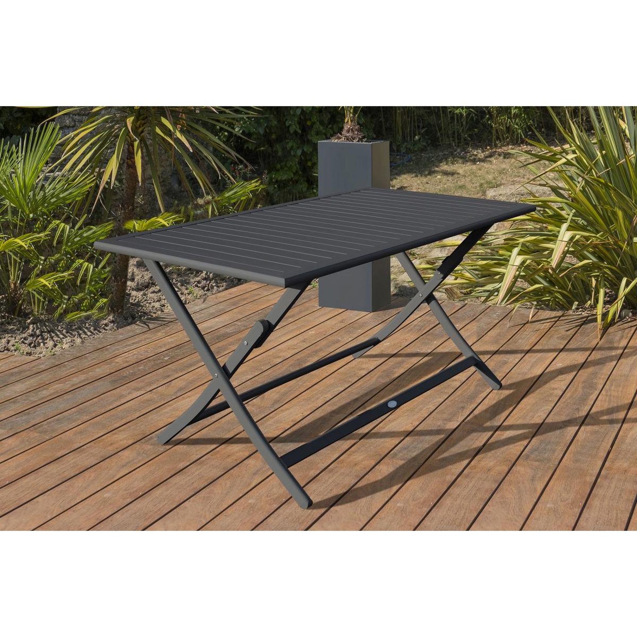 Voir la diapositive 5 : Paris Prix Table de Jardin Pliante  Marius  140cm Gris Anthracite