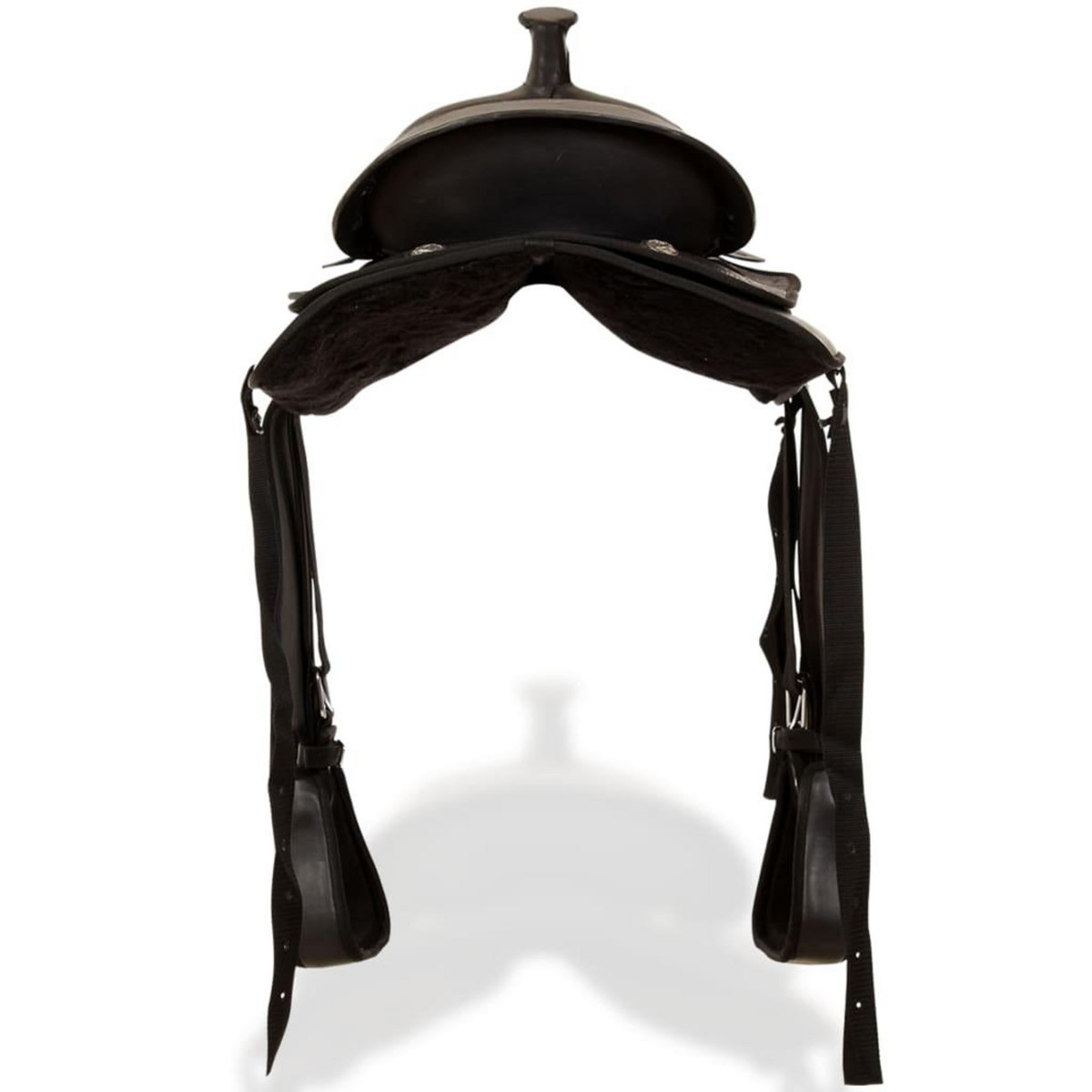 VIDAXL Selle, bridon et col de poitrine Cuir veritable 15 po Noir